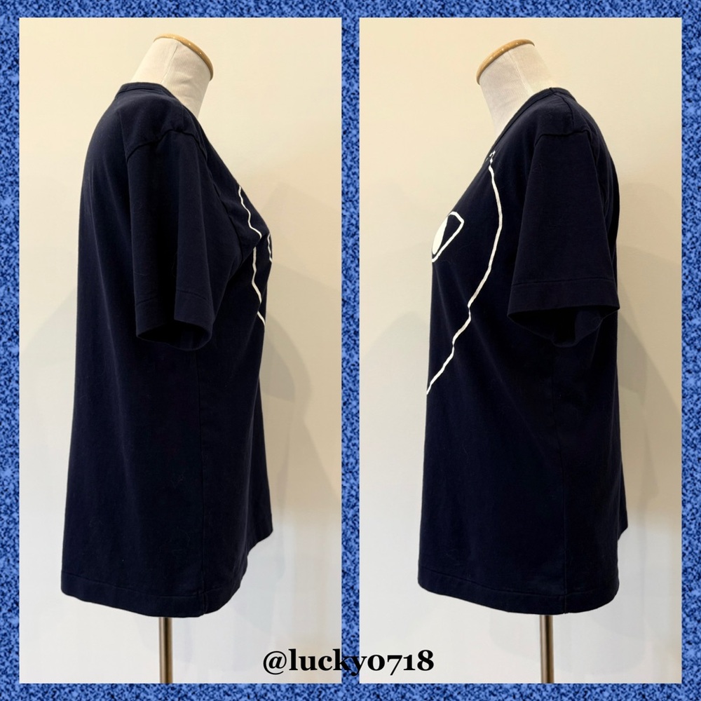 Comme des Garcons Play Men’s Navy Tee w White Love Heart Outline w Eyes Sz L - Picture 3 of 6